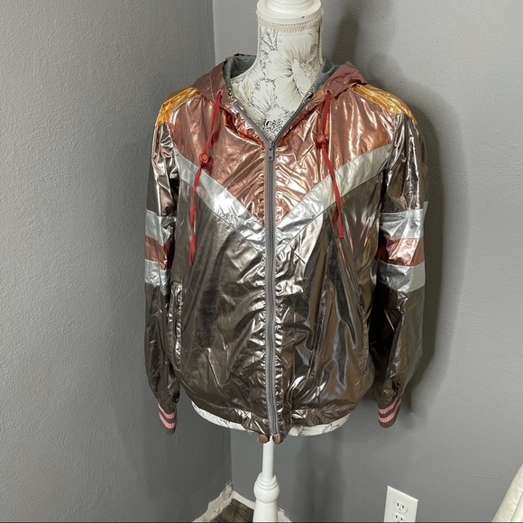 New! Mother Sport Breaker Jacket Metallic Sz Small - Picture 2 of 6